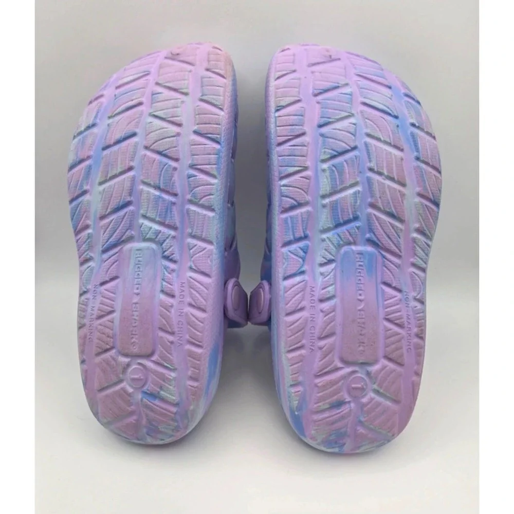 Rugged Shark Kids EVA Clog Purple Blue Marble Swirl Water Shoe Size 8